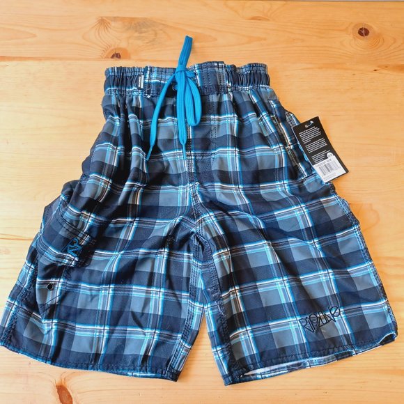 🎀 3/$30 NWT! Ripzone Youth M Swim Trunks  Black/Grey/ Blue Combo ( 3652) - Picture 1 of 11